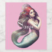 Étiquette Pour Bouteilles De Vin Mermaid Beauté de Redhead Thunder_Cove (Étiquettes simples)