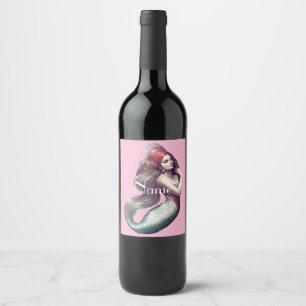 Étiquette Pour Bouteilles De Vin Mermaid Beauté de Redhead Thunder_Cove