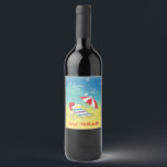 Étiquette Pour Bouteilles De Vin MERRY CHRISTMAS Santa Hat Whimsical Beach Scène<br><div class="desc">Célébrez la saison des Fêtes en donnant ce design amusant et fantaisiste de bouteille de vin MERRY CHRISTMAS, avec un chaise de plage fantaisiste amusant, Santa Hat, palmier et un parasol. Un cadeau parfait pour des fêtes de vacances ou des cadeaux pour les amis ou la famille. Trouvez d'autres articles...</div>