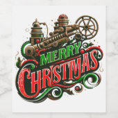 Étiquette Pour Bouteilles De Vin Merry Christmas steampunk (Étiquettes simples)