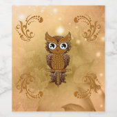 Étiquette Pour Bouteilles De Vin Merveilleuse chouette dorée (Étiquettes simples)