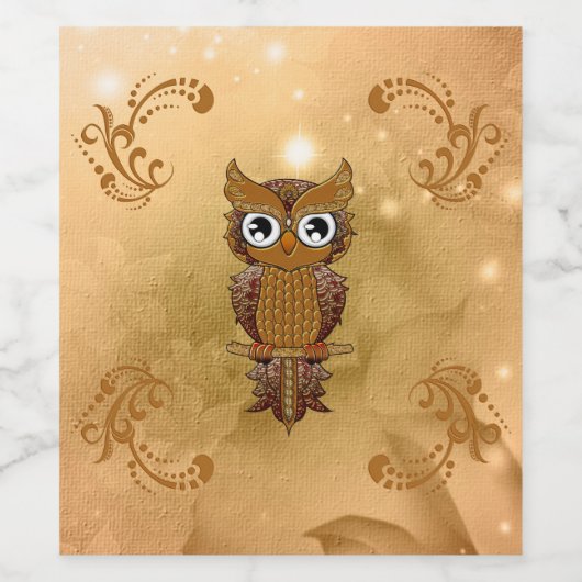 Étiquette Pour Bouteilles De Vin Merveilleuse chouette dorée (Étiquettes simples)