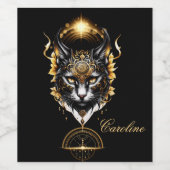 Étiquette Pour Bouteilles De Vin Merveilleux chat noir. (Étiquettes simples)