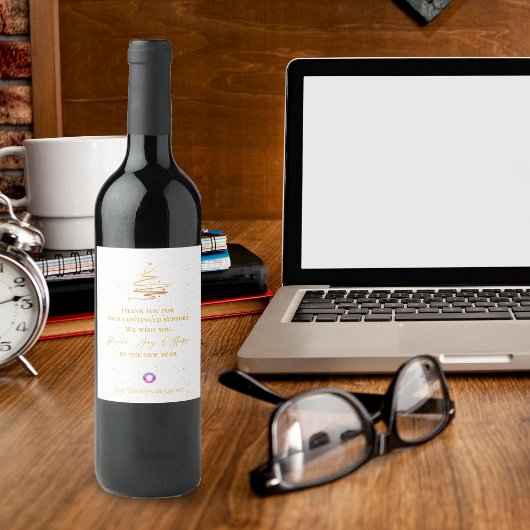 Étiquette Pour Bouteilles De Vin Message de remerciement d'entreprise pour un arbre