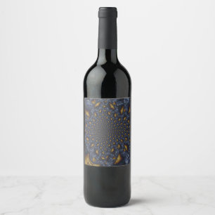 Étiquette Pour Bouteilles De Vin Métal Moulé or et argent bleu