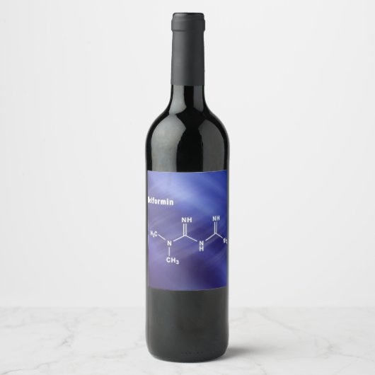 Étiquette Pour Bouteilles De Vin Métformine diabétique, Forme chimique structurelle (Devant)