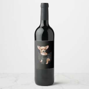 Étiquette Pour Bouteilles De Vin Mignonne Chihuahua dans votre poche Noël