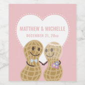 Étiquette Pour Bouteilles De Vin Mignons noix de dessin sur l'autre Mariage rose (Étiquettes simples)