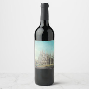 Étiquette Pour Bouteilles De Vin Milan Piazza del Duomo années 1850 par Carlo Bosso
