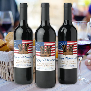 Étiquette Pour Bouteilles De Vin Militaire L'Armée Américaine Drapeau Botte Parti d