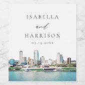 Étiquette Pour Bouteilles De Vin MILWAUKEE Wisconsin Skyline Destination Voyage (Étiquettes simples)