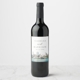 Étiquette Pour Bouteilles De Vin MILWAUKEE Wisconsin Skyline Destination Voyage