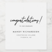 Étiquette Pour Bouteilles De Vin Minimal Black & White Congratulations Graduate (Étiquettes simples)