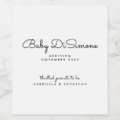 Étiquette Pour Bouteilles De Vin Minimal Black White Pregnancy Announcement  (Étiquettes simples)