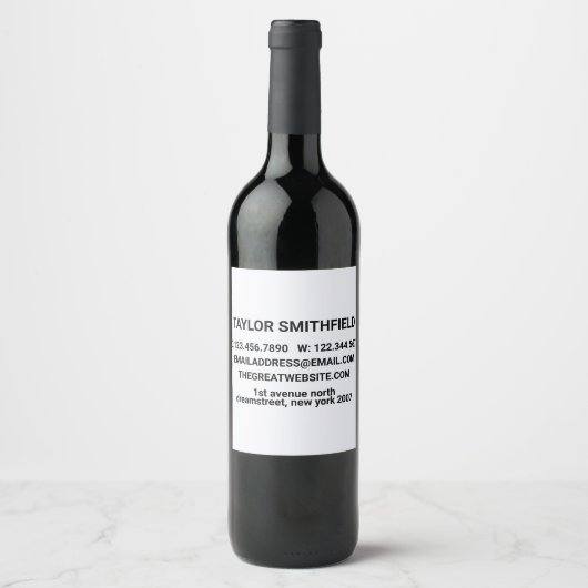 Étiquette Pour Bouteilles De Vin Minimal Bold Moderne (Devant)