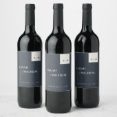 ÉTIQUETTE POUR BOUTEILLES DE VIN MINIMAL CHIC SCANDI MARIAGE DE MONOGRAMME NOIR ET  (Bouteilles)