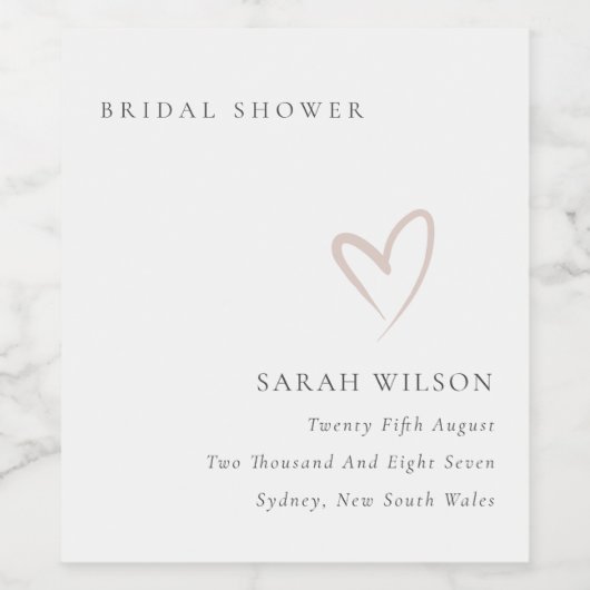 Étiquette Pour Bouteilles De Vin Minimal Simple Rose Tendre Mariage (Étiquettes simples)