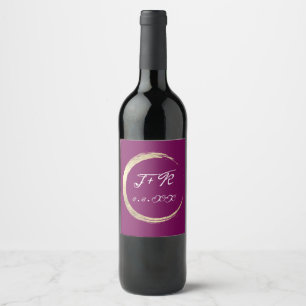 Étiquette Pour Bouteilles De Vin Minimalisme Marsala Or Blanc Monogramme Luxe