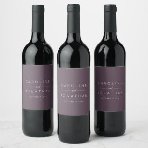 Étiquette Pour Bouteilles De Vin Minimaliste Élégant Mariage Automne Plum