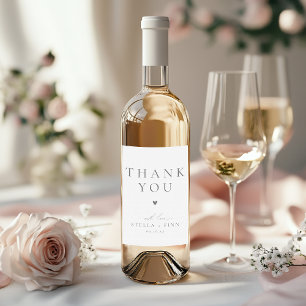 Étiquette Pour Bouteilles De Vin Minimaliste Élégant Merci Moderne Mariage Faveur