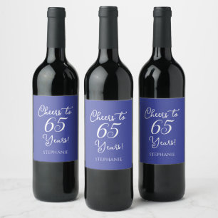 Étiquette Pour Bouteilles De Vin Minimaliste Lavande Félicitations pour les 65 Ans