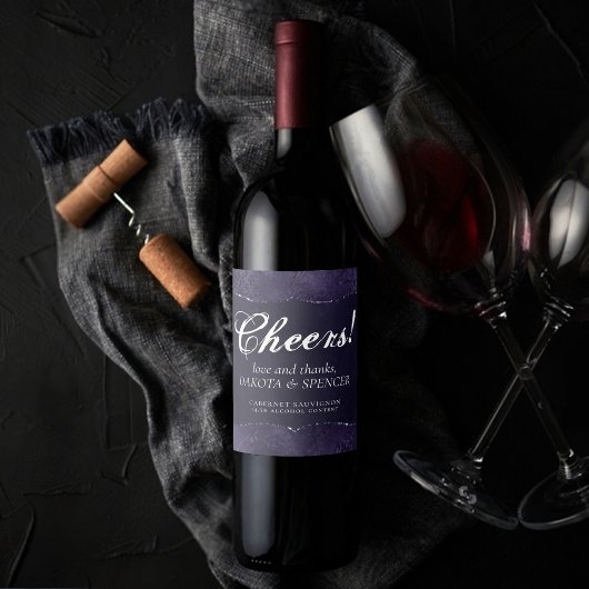 Étiquette Pour Bouteilles De Vin Minuit Indigo Romance | Satiny Grunge Favor