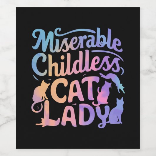Étiquette Pour Bouteilles De Vin Misérable chatte sans enfant dame (Étiquettes simples)