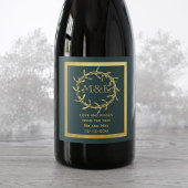 Étiquette Pour Bouteilles De Vin Mistletoe d'or Monogramme Vin vert Étiquette