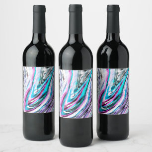 Étiquette Pour Bouteilles De Vin Misto de gradiente e chuviscado, ciano e rose