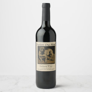 Étiquette Pour Bouteilles De Vin Modèle de chien fidèle de la ferme