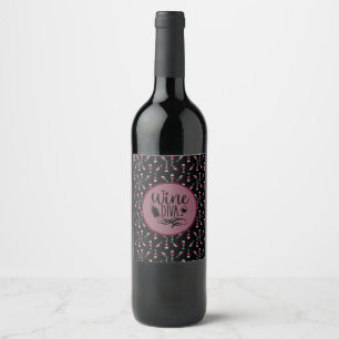 Étiquette Pour Bouteilles De Vin Modèle de verre à vin de Wine Diva