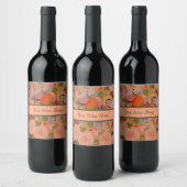 Étiquette Pour Bouteilles De Vin Modèle floral rose kimono (Bouteilles)