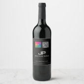 Étiquette Pour Bouteilles De Vin Modèle monographique de code QR du logo d'entrepri (Devant)