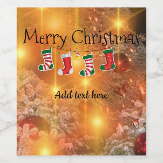 Étiquette Pour Bouteilles De Vin MODÈLE - Noël d'or (Étiquettes simples)