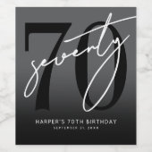 Étiquette Pour Bouteilles De Vin Modern Black 70th Birthday Party (Étiquettes simples)