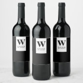 Étiquette Pour Bouteilles De Vin Modern Black Wedding Monogram | Minimalist (Bouteilles)