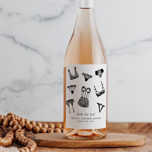 Étiquette Pour Bouteilles De Vin Modern Brush Script Lingerie Réception de Mariage