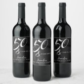 Étiquette Pour Bouteilles De Vin Modern Elegant Black White Fifty Fabulous Birthday (Bouteilles)