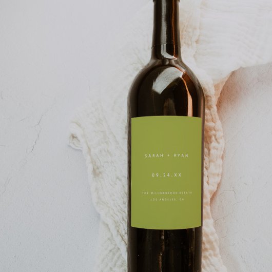 Étiquette Pour Bouteilles De Vin Modern Lime Green Custom Names Wedding