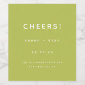 Étiquette Pour Bouteilles De Vin Modern Minimal Lime Green "Cheers!" Wedding (Étiquettes simples)
