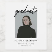 Étiquette Pour Bouteilles De Vin Modern Minimalistic Script Graduation Photo (Étiquettes simples)