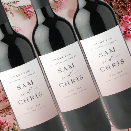 Étiquette Pour Bouteilles De Vin Modern Rose Gold Gradient Wedding 
