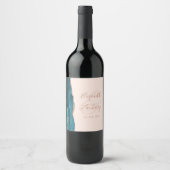 Étiquette Pour Bouteilles De Vin Modern Teal Blue Rose Gold Agate Blush Wedding (Devant)