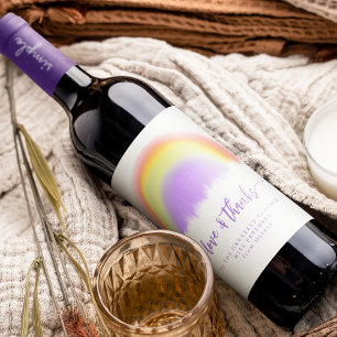 Étiquette Pour Bouteilles De Vin Moderne aquarelle arc-en-ciel professeur merci cou