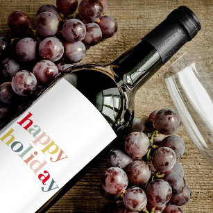 Étiquette Pour Bouteilles De Vin Moderne Coloré Joyeux Vacances