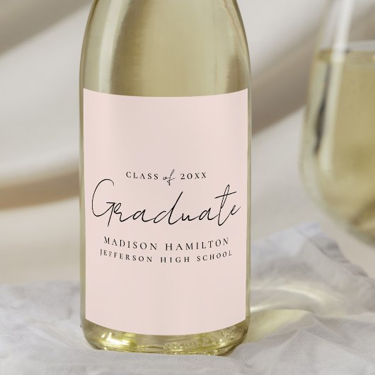 Étiquette Pour Bouteilles De Vin Moderne écriture manuscrite de script Blush Gradua