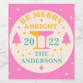 Étiquette Pour Bouteilles De Vin Moderne, éditable avec des couleurs vives Noël (Étiquettes simples)