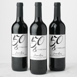 Étiquette Pour Bouteilles De Vin Moderne Élégant Noir Blanc Cinquante Fantastique A