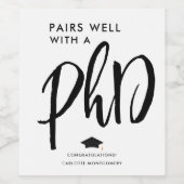 Étiquette Pour Bouteilles De Vin Moderne Élégant Script PhD Graduate Félicitations (Étiquettes simples)