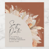 Étiquette Pour Bouteilles De Vin Moderne en terre cuite bohème pampas herbe élégant (Étiquettes simples)